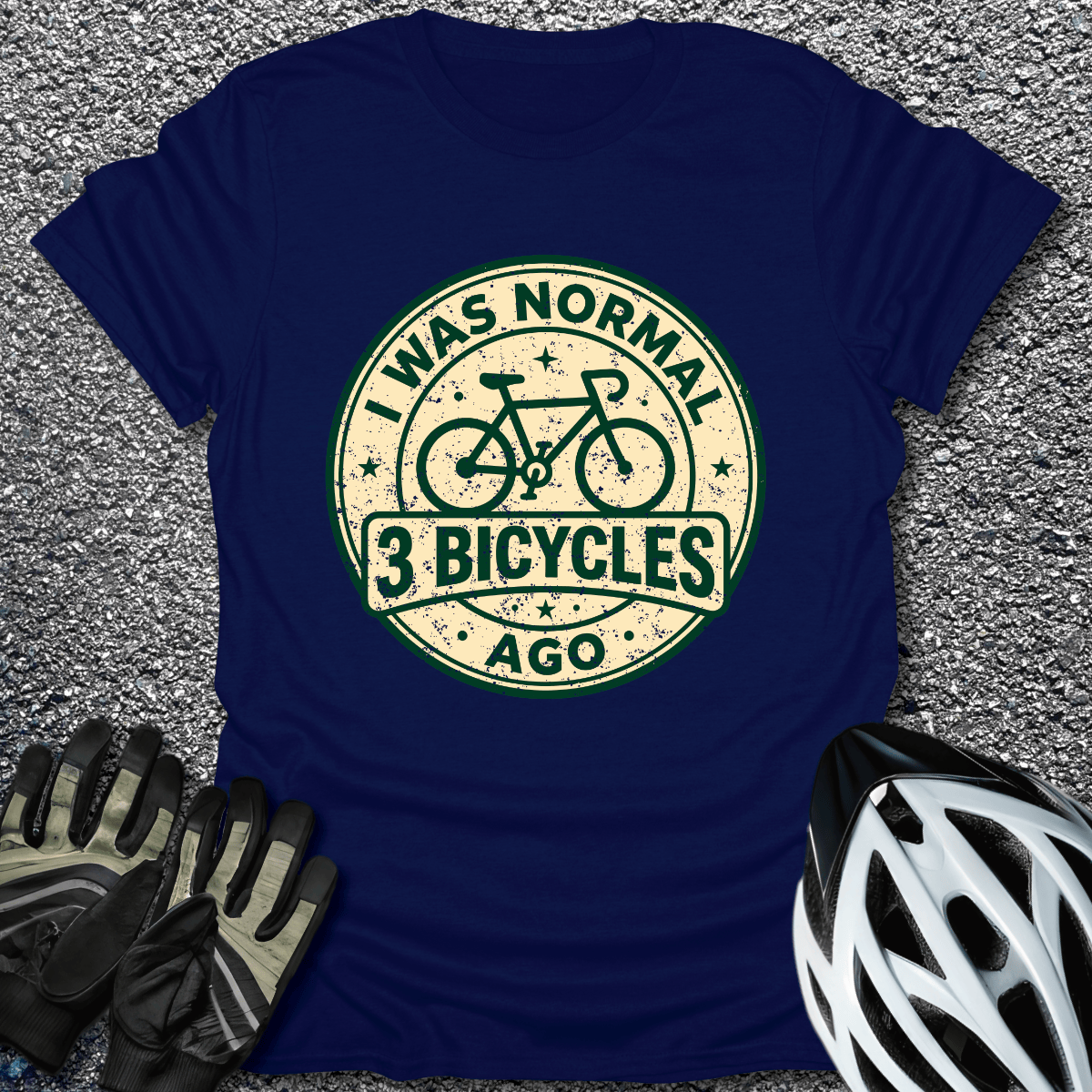3 Bicycles Ago T-Shirt in Navy / S from CycleTees