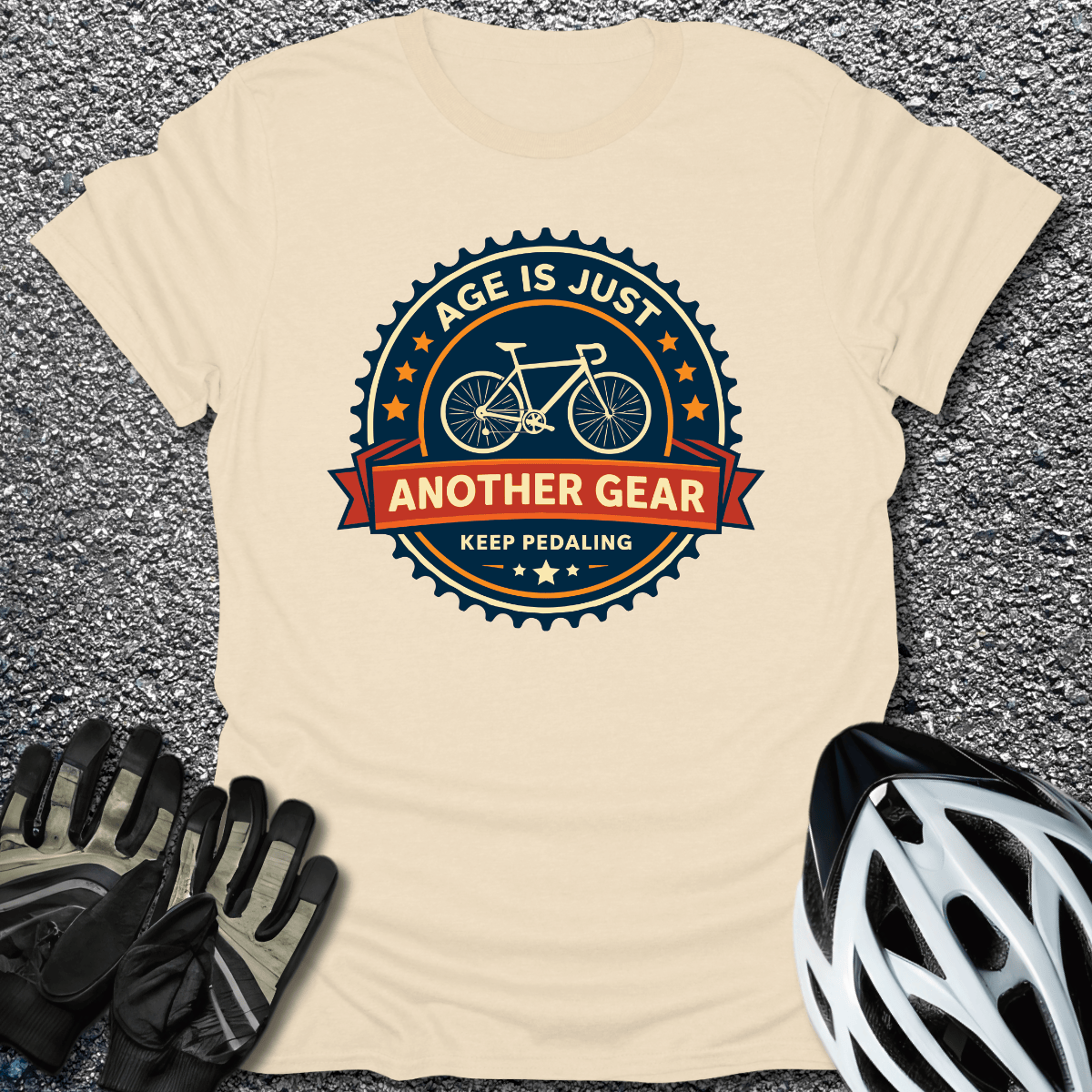 Another Gear Badge T-Shirt in Natural / S from CycleTees