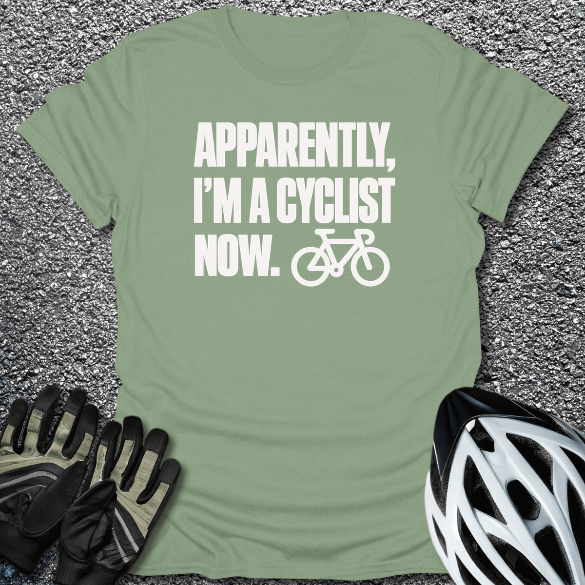 Apparently A Cyclist T-Shirt in Sage / S from CycleTees