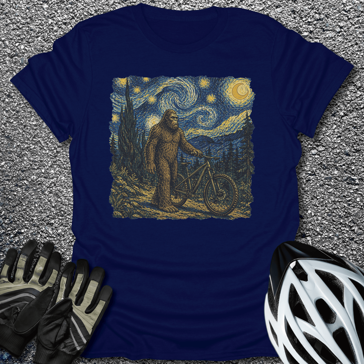 Bigfoot Starry Night T-Shirt in Navy / S from CycleTees