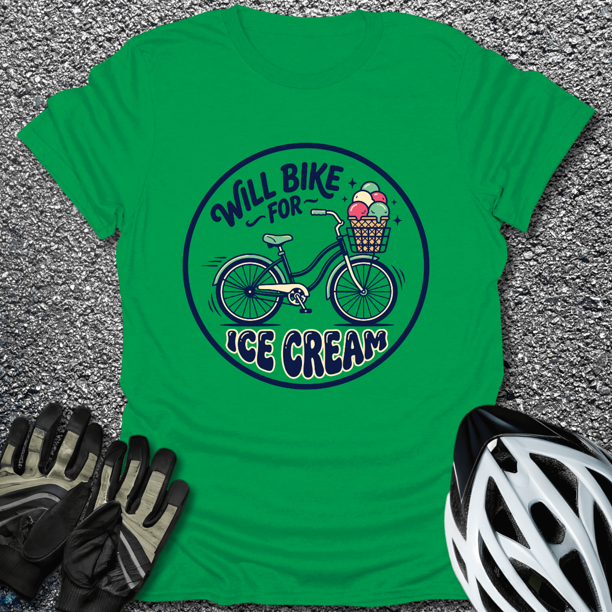 Bike for Ice Cream T-Shirt in Irish Green / S from CycleTees