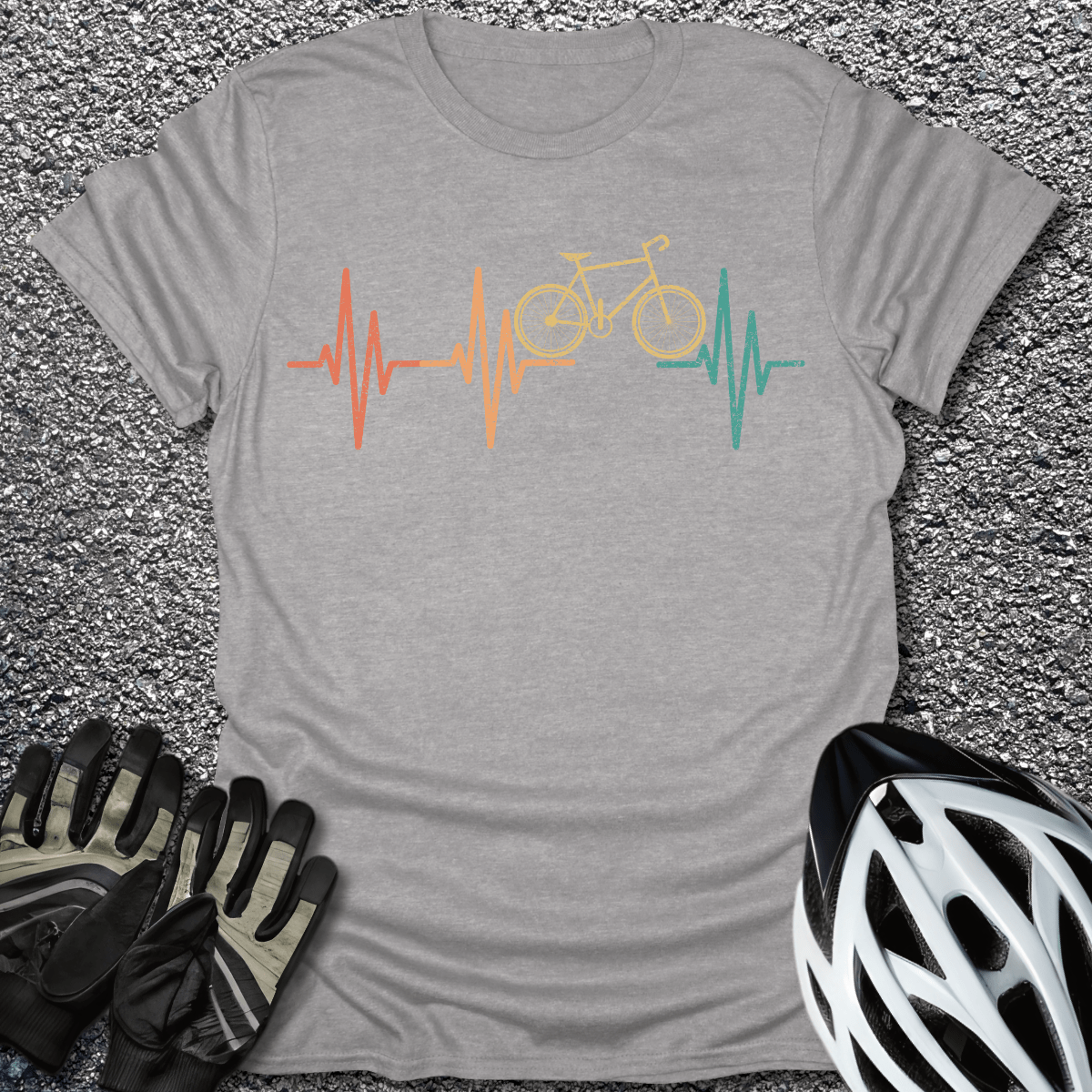 Bike Heartbeat T-Shirt in Sport Grey / S from CycleTees
