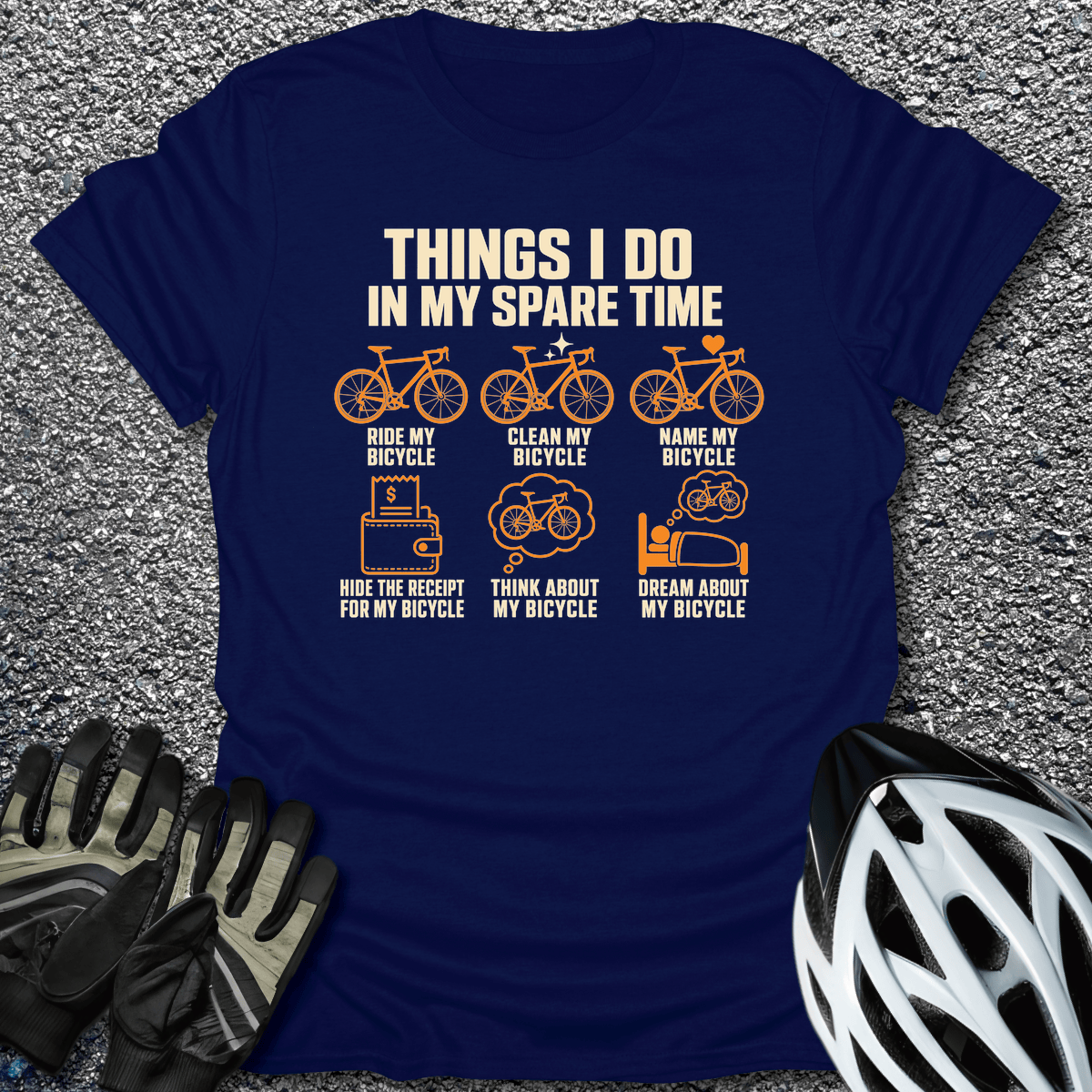Bike Spare Time T-Shirt in Navy / S from CycleTees