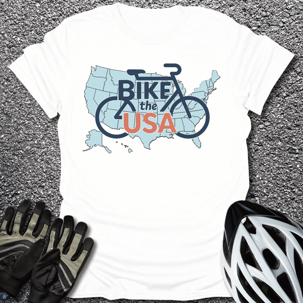 Bike the USA T-Shirt in White / S from CycleTees