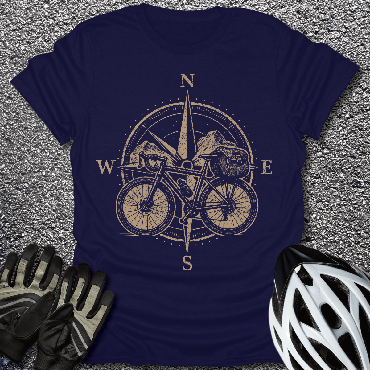 Bikepacking North T-Shirt in Navy / S from CycleTees