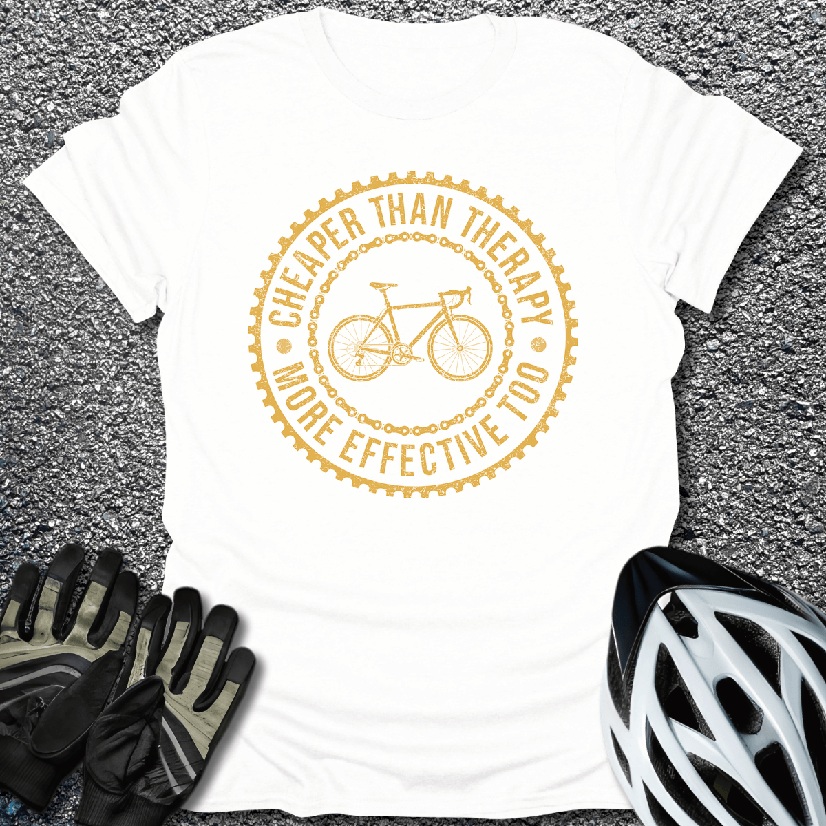 Cheaper Than Therapy T-Shirt in White / S from CycleTees