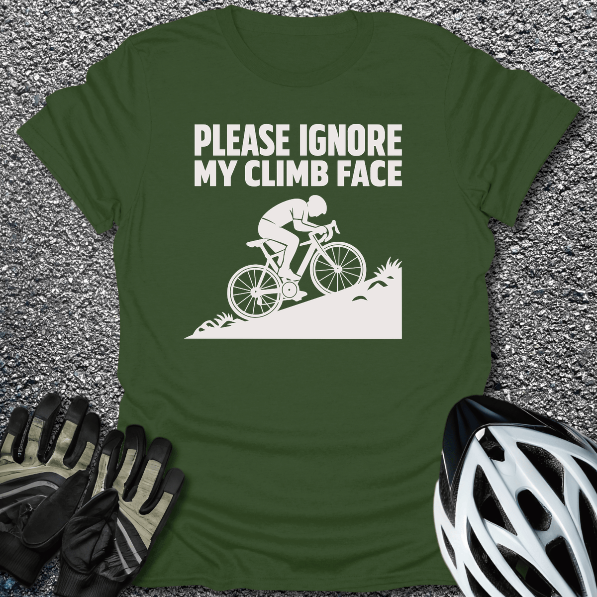 Climb Face T-Shirt in Military Green / S from CycleTees