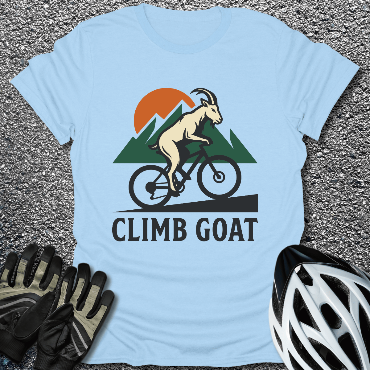 Climb Goat T-Shirt in Light Blue / S from CycleTees