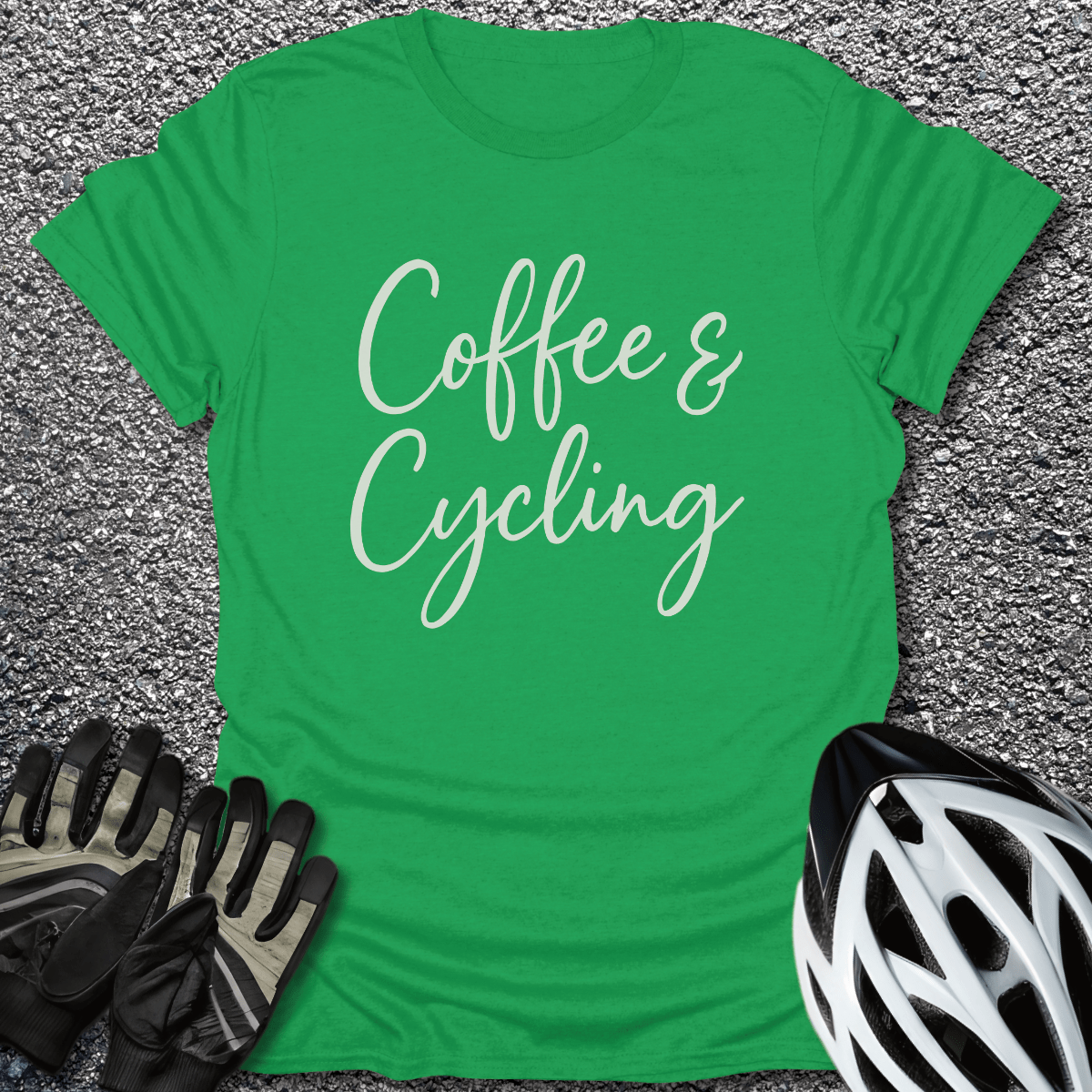 Coffe & Cycling T-Shirt in Irish Green / S from CycleTees
