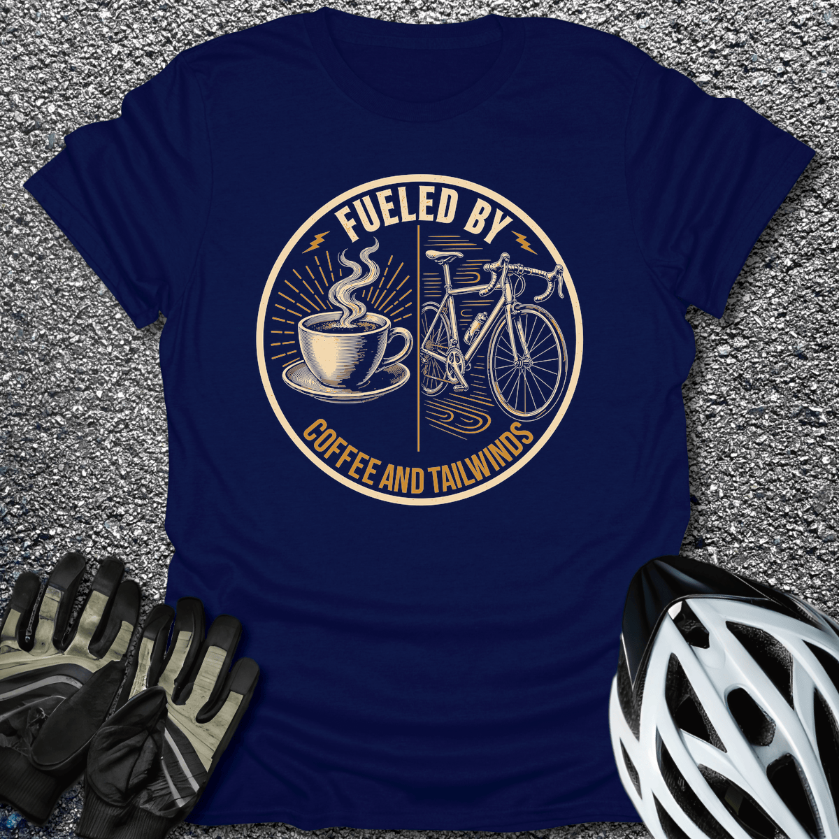 Coffee And Tailwinds T-Shirt in Navy / S from CycleTees