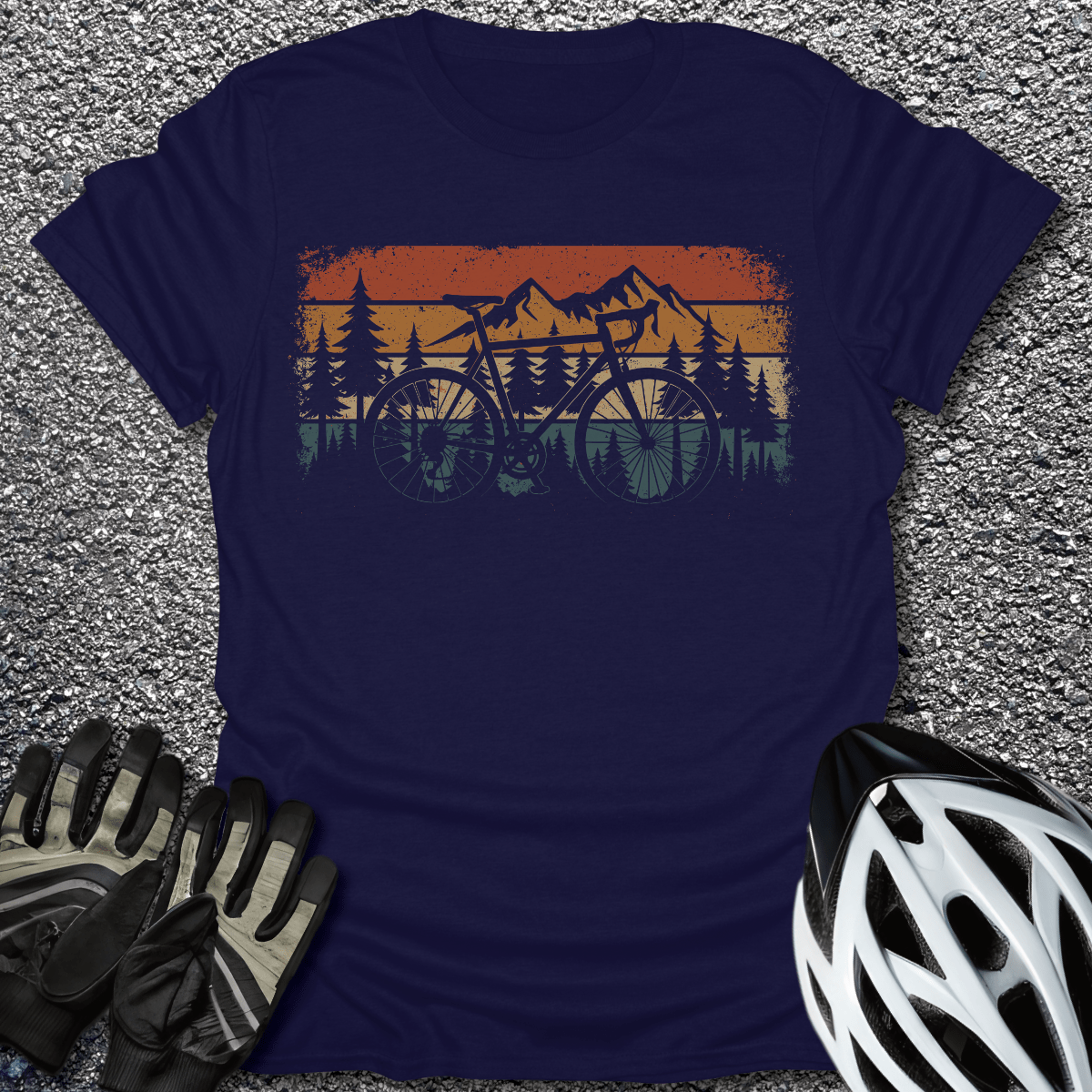 Cycle & Sunset T-Shirt in Navy / S from CycleTees