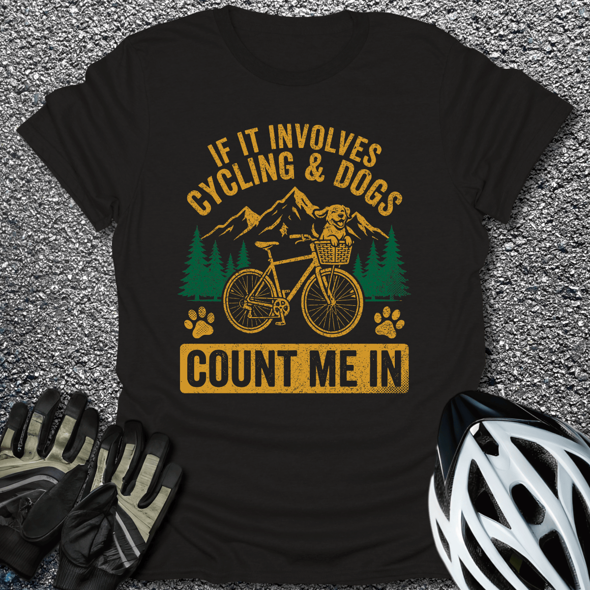 Cycling and Dogs T-Shirt in Black / S from CycleTees