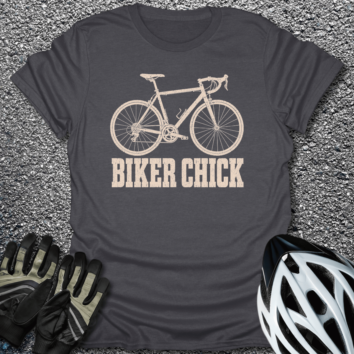 Cyclist Chick T-Shirt in Dark Heather / S from CycleTees