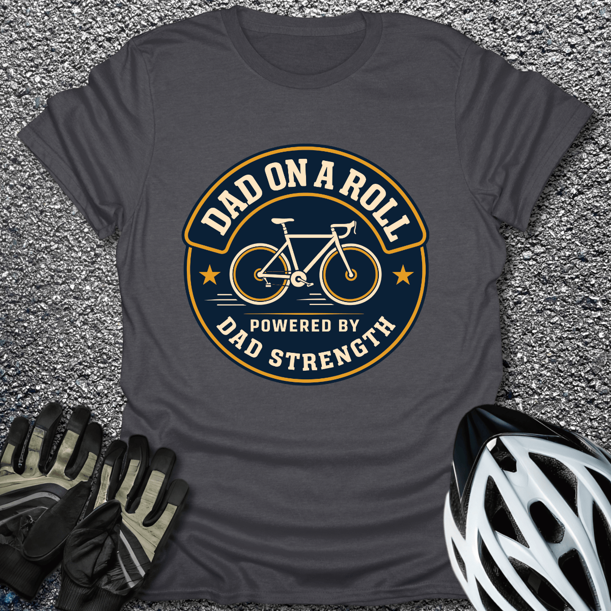 Dad on a Roll T-Shirt in Dark Heather / S from CycleTees
