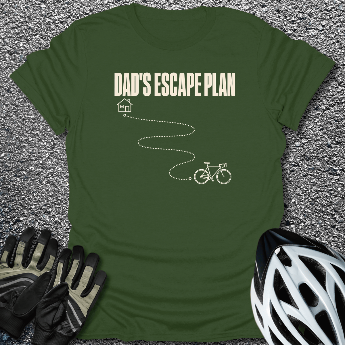 Dad's Escape Plan T-Shirt in Military Green / S from CycleTees