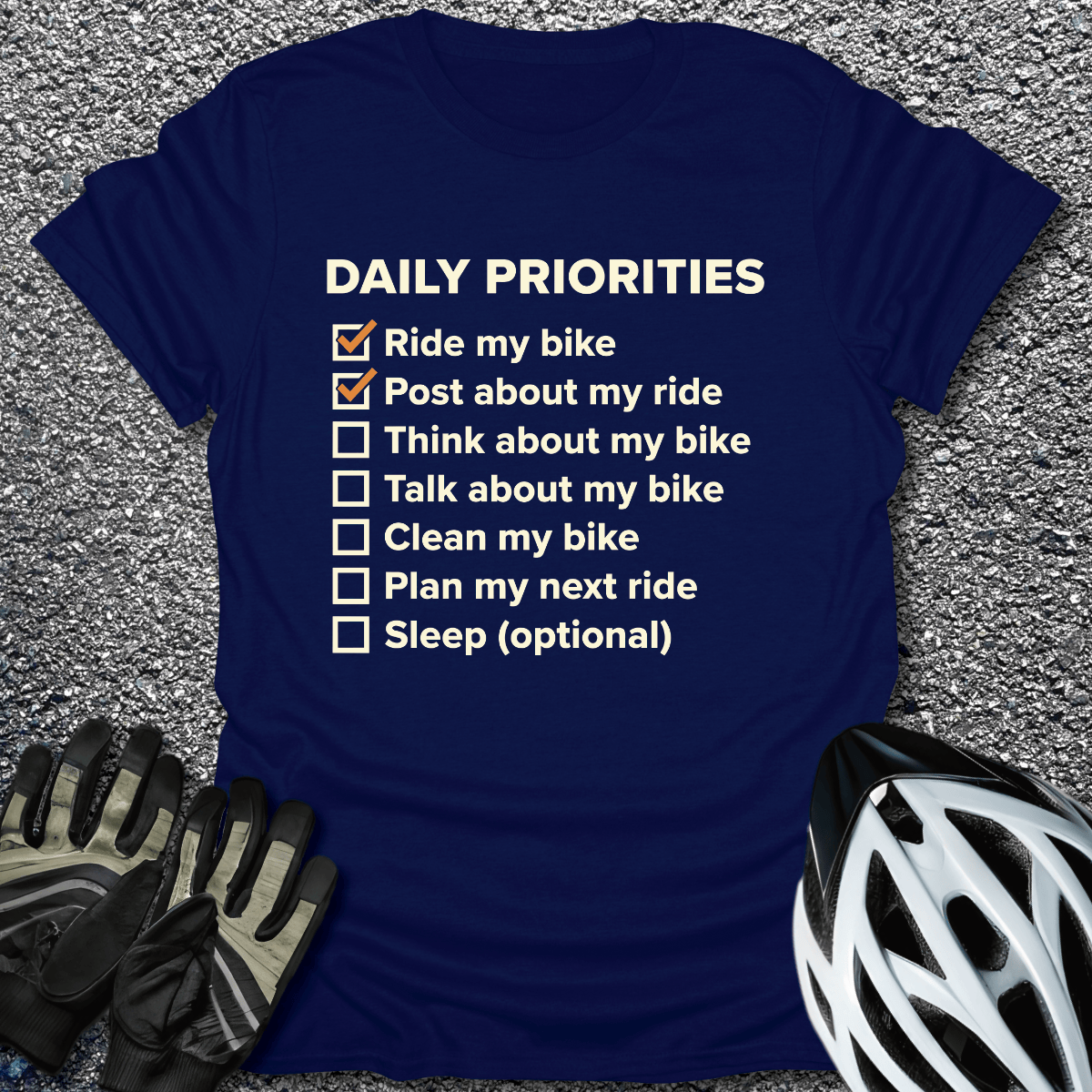 Daily Priorities T-Shirt in Navy / S from CycleTees
