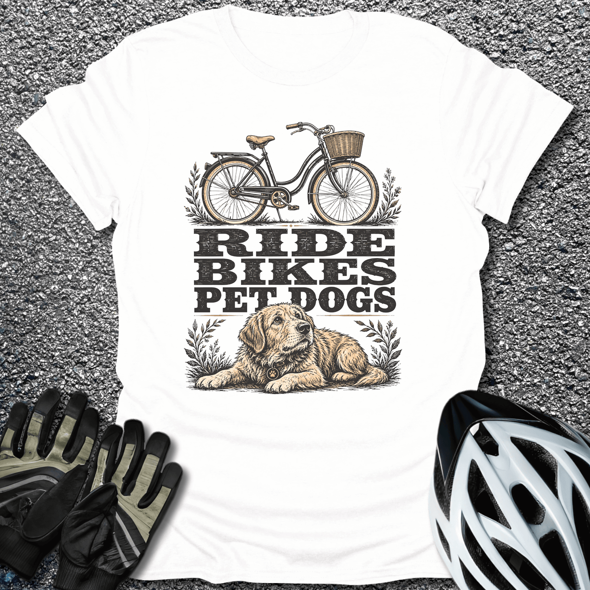Dogs and Bikes T-Shirt in White / S from CycleTees