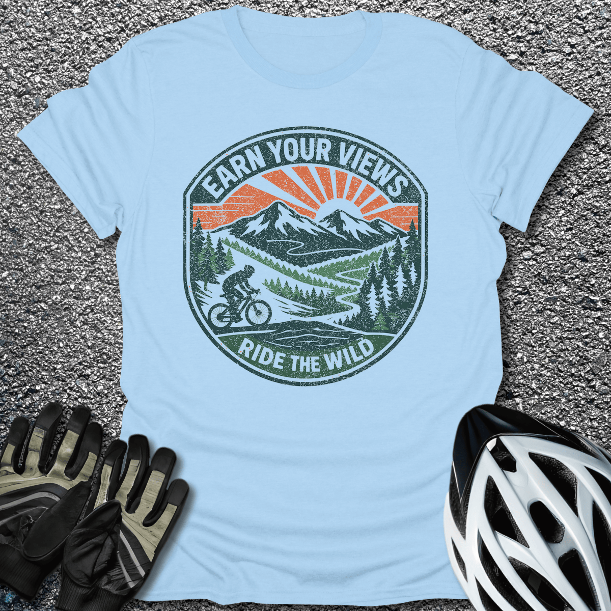 Earn Your Views T-Shirt in Light Blue / S from CycleTees