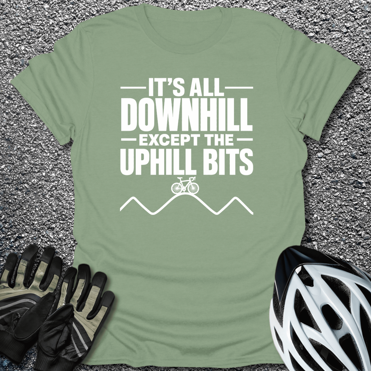 Except The Uphill T-Shirt in Sage / S from CycleTees