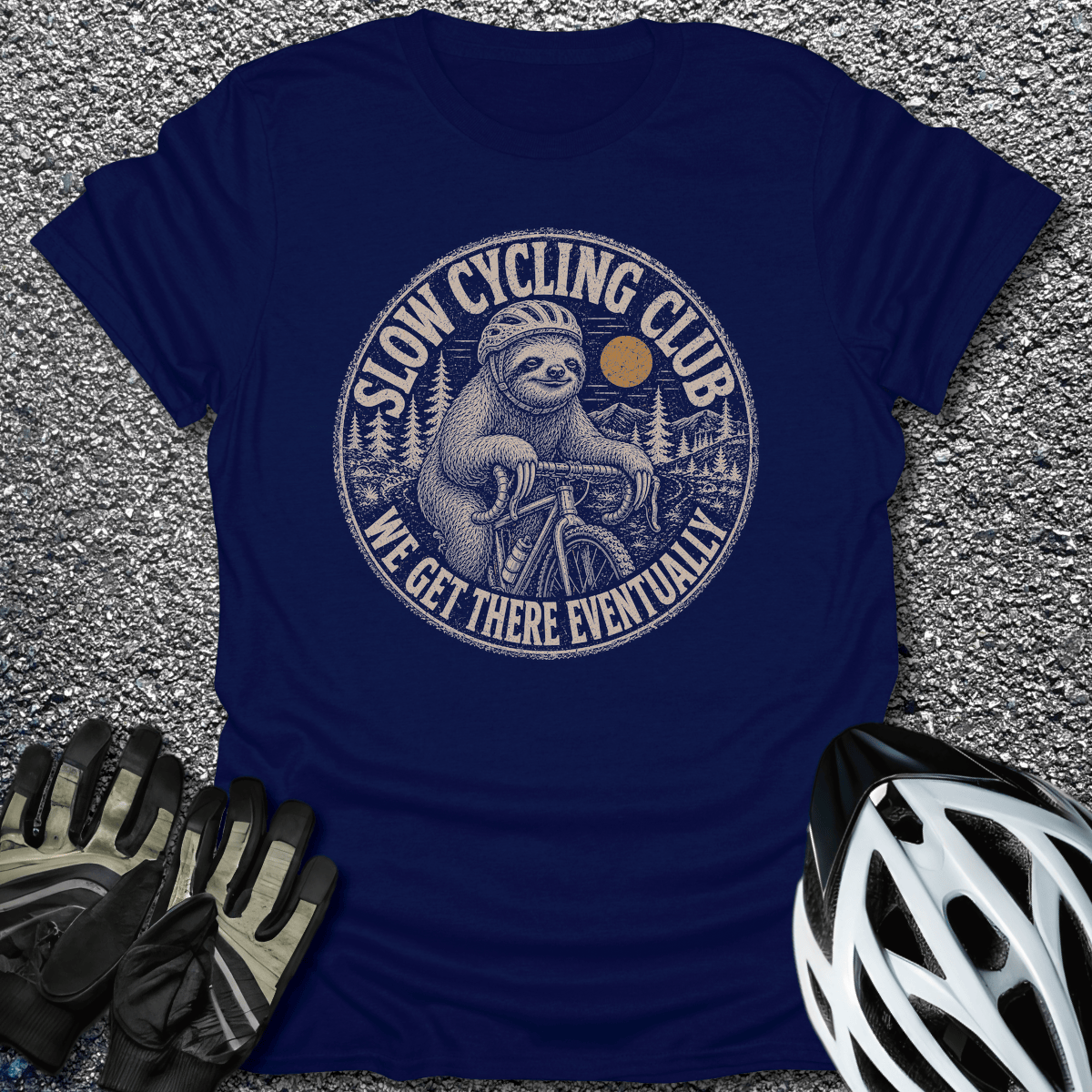 Get There Eventually T-Shirt in Navy / S from CycleTees