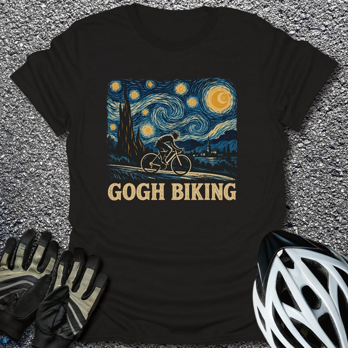 Gogh Biking T-Shirt in Black / S from CycleTees