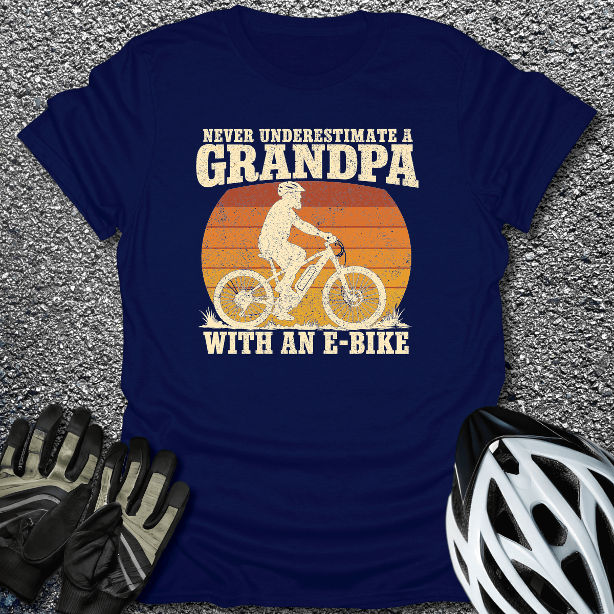 Grandpa E-Bike T-Shirt in Navy / S from CycleTees