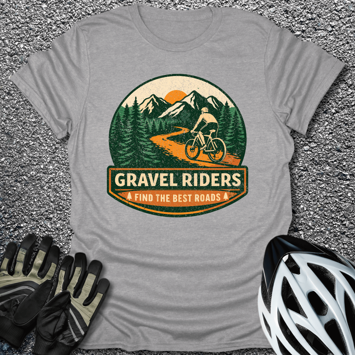 Gravel Riders T-Shirt in Sport Grey / S from CycleTees