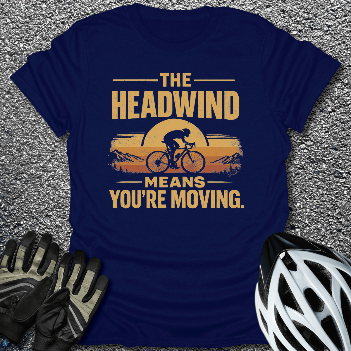 Headwind Means Moving T-Shirt in Navy / S from CycleTees