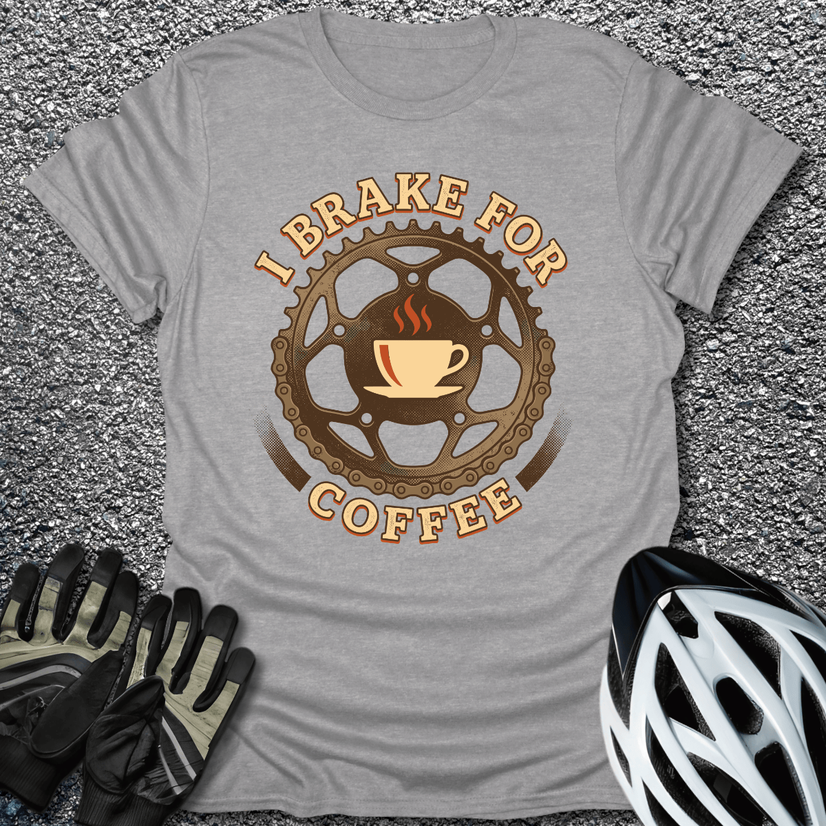 I Brake for Coffee T-Shirt in Sport Grey / S from CycleTees