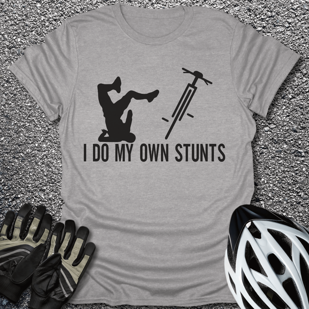 I Do My Own Stunts T-Shirt in Sport Grey / S from CycleTees