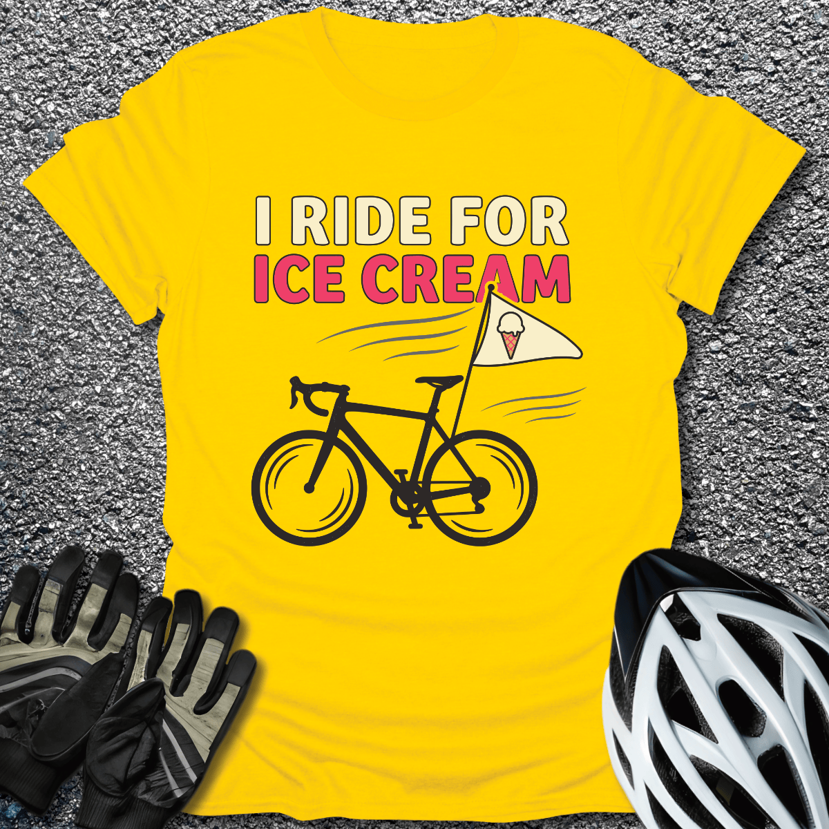 I Ride for Ice Cream T-Shirt in Daisy / S from CycleTees