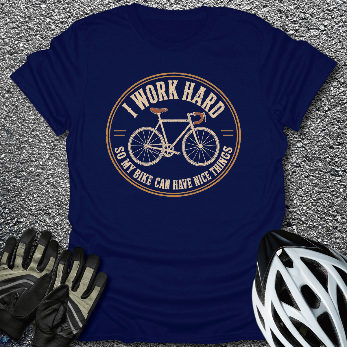 I Work Hard T-Shirt in Navy / S from CycleTees