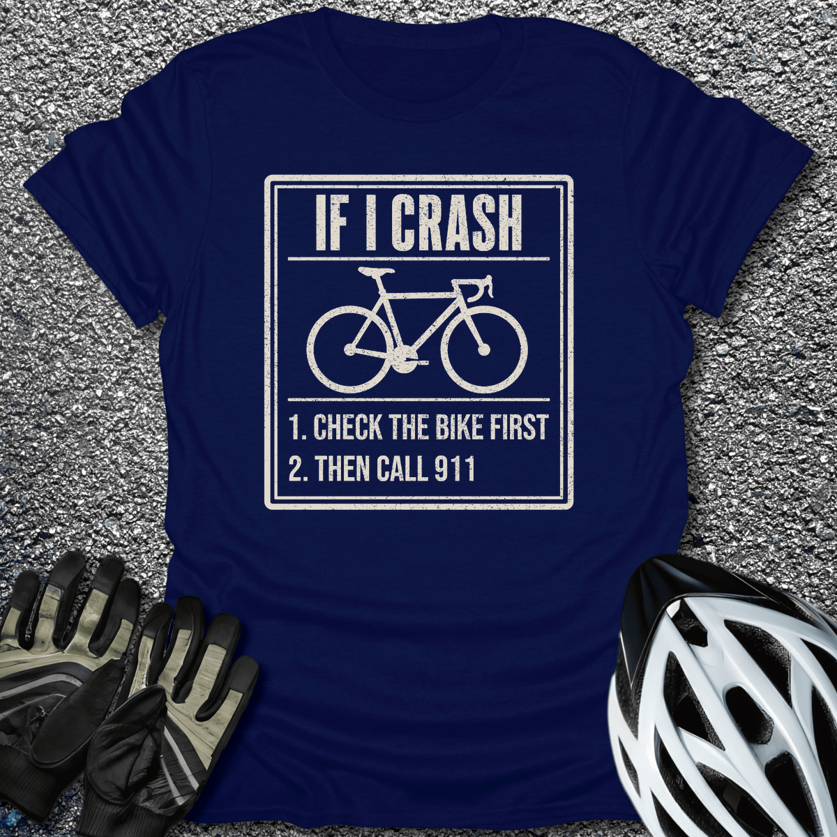 If I Crash T-Shirt in Navy / S from CycleTees