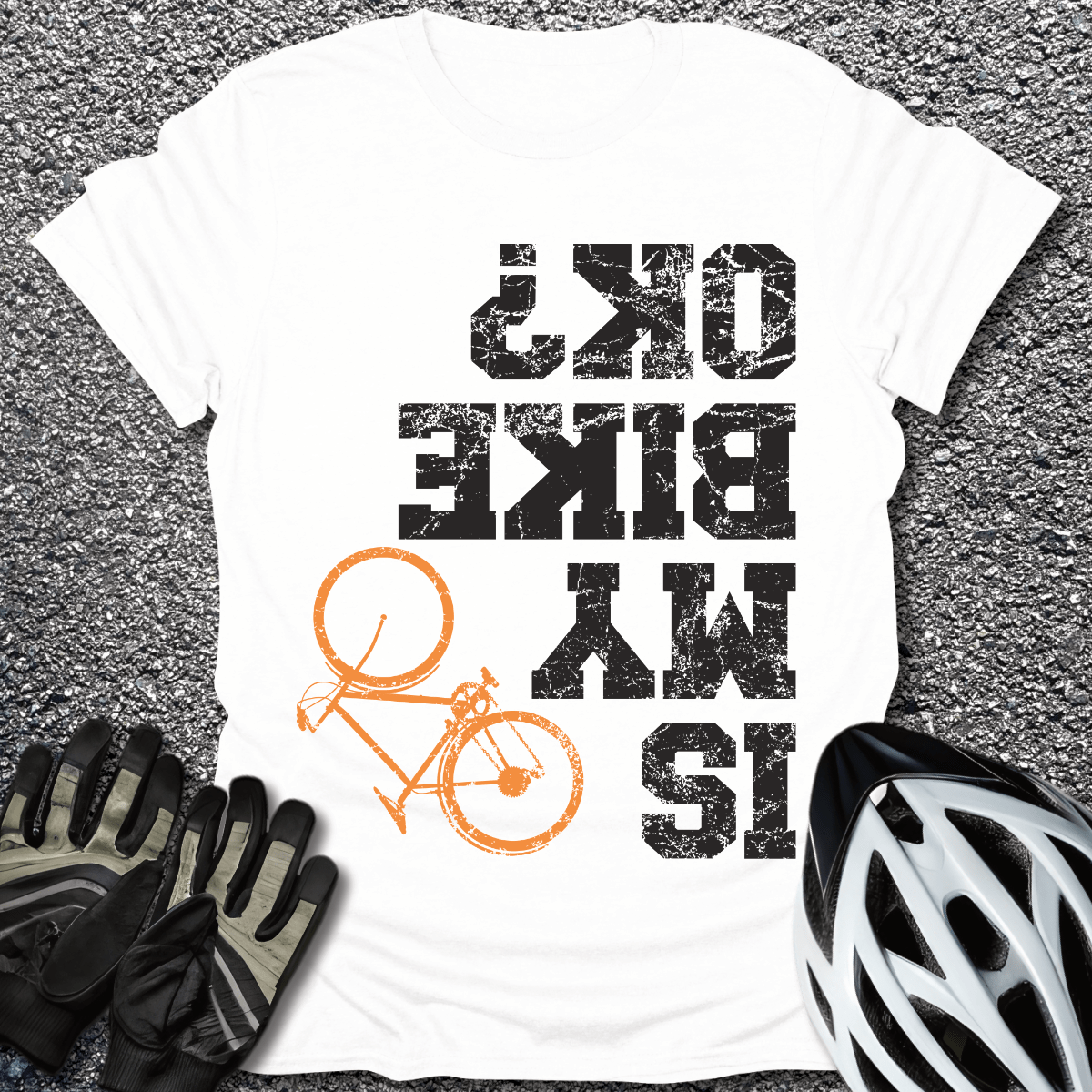 Is My Bike OK T-Shirt in White / S from CycleTees