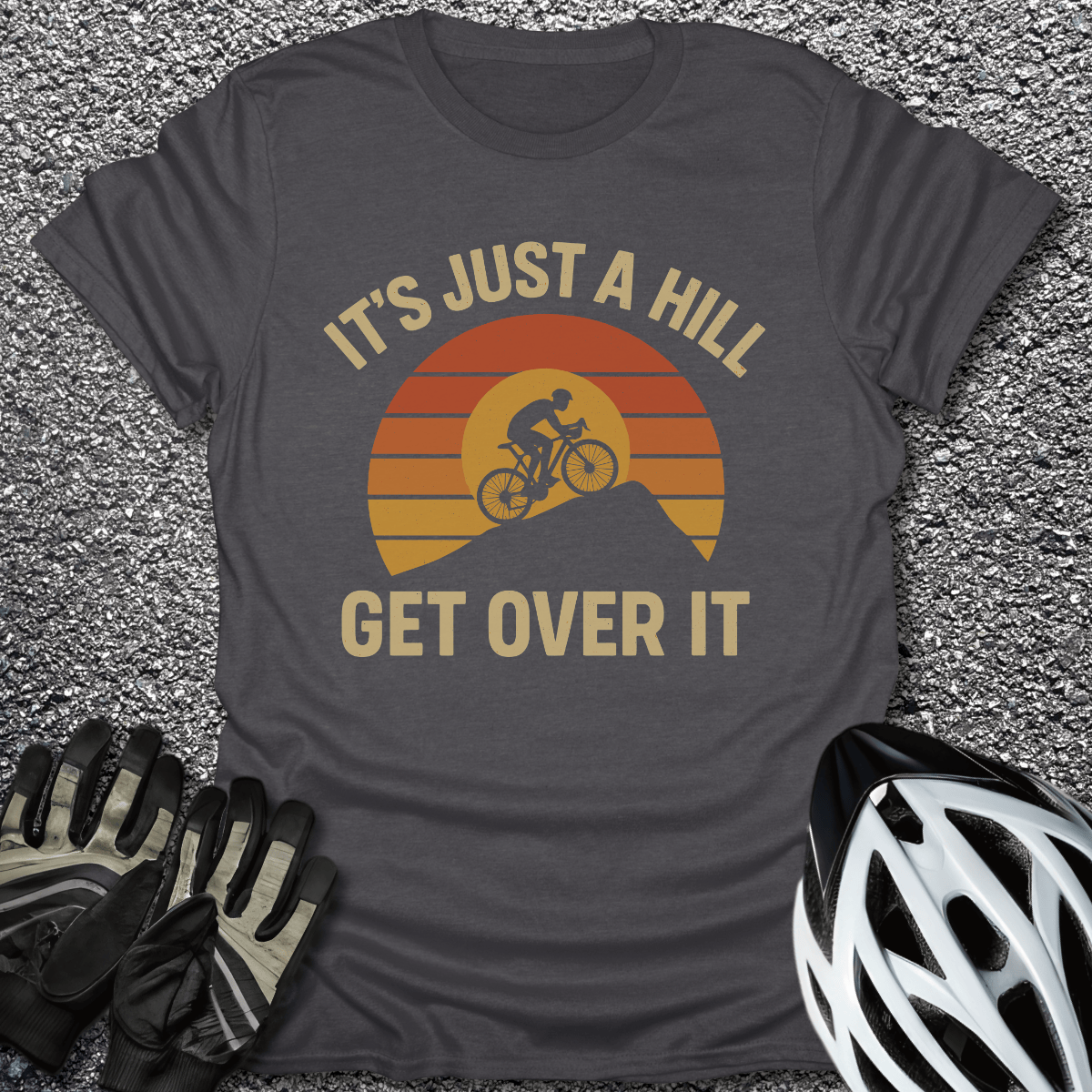 Just a Hill T-Shirt in Dark Heather / S from CycleTees