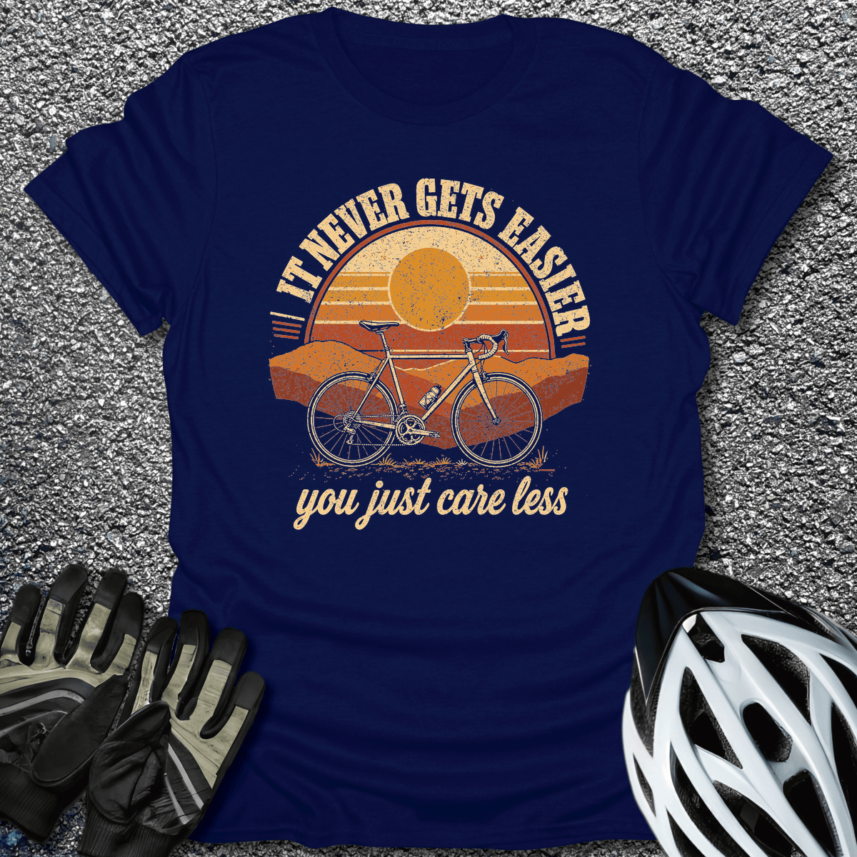 Just Care Less T-Shirt in Navy / S from CycleTees
