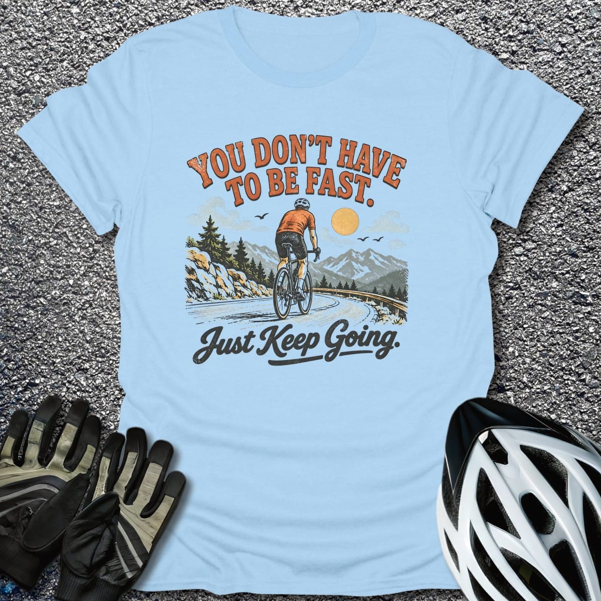 Just Keep Going T-Shirt in Light Blue / S from CycleTees