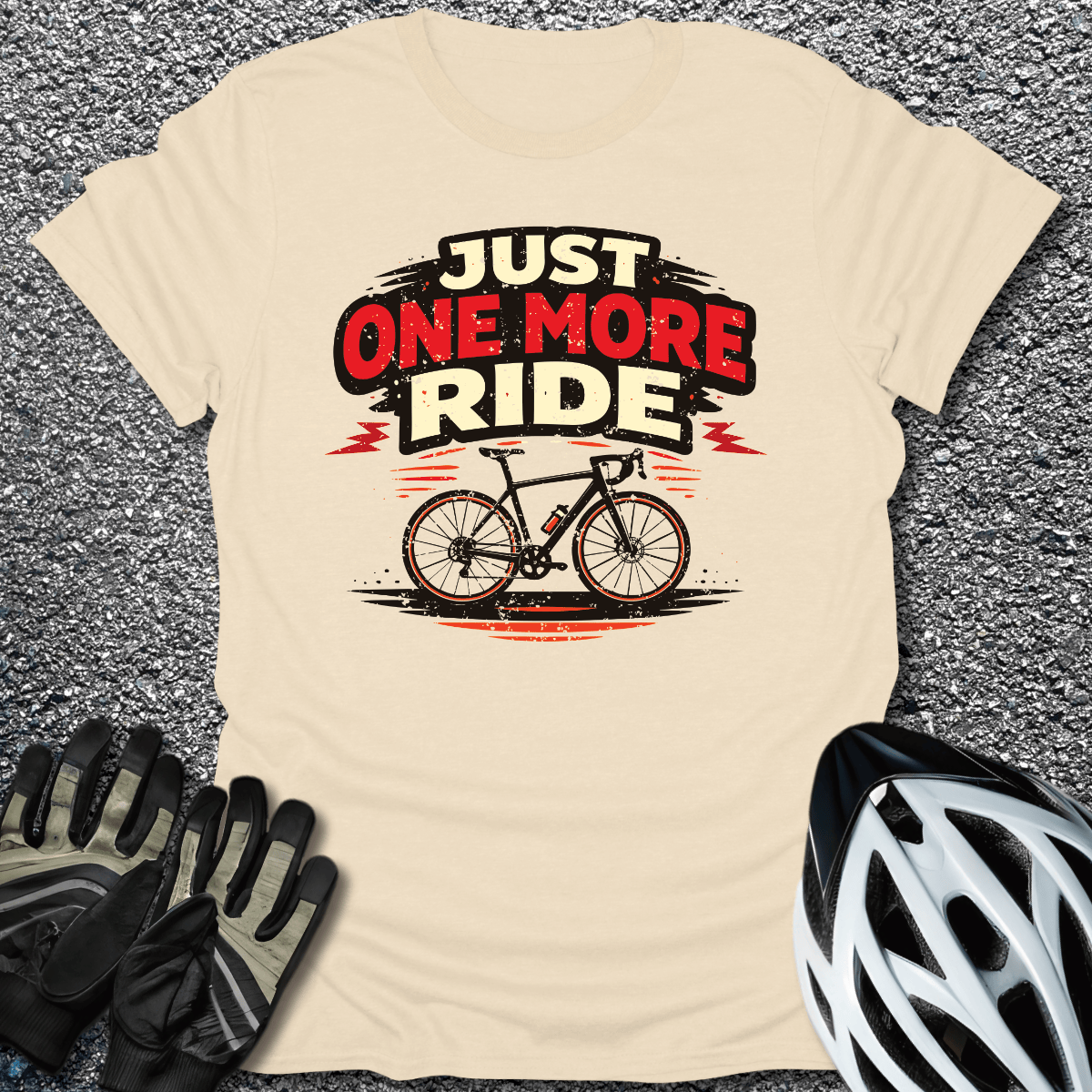 Just One More Ride T-Shirt in Natural / S from CycleTees