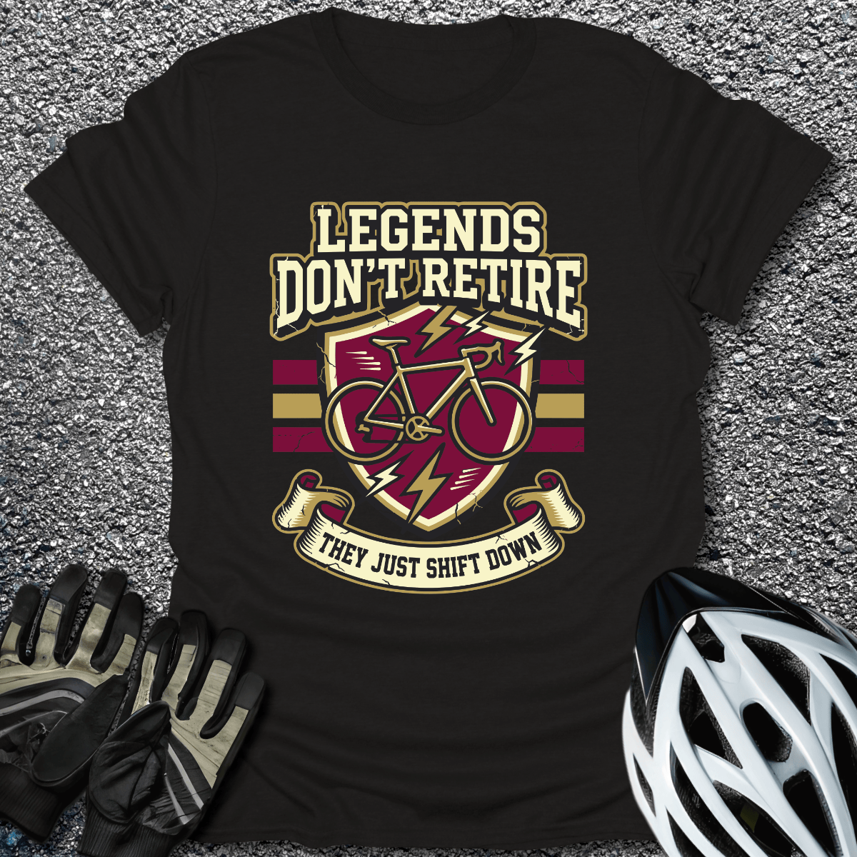Legends Don't Retire T-Shirt in Black / S from CycleTees