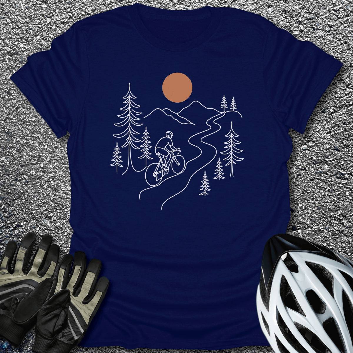 Line Art Cyclist T-Shirt in Navy / S from CycleTees