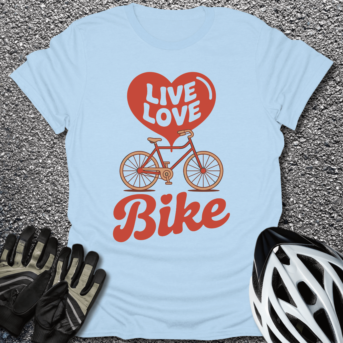 Live Love Bike T-Shirt in Light Blue / S from CycleTees