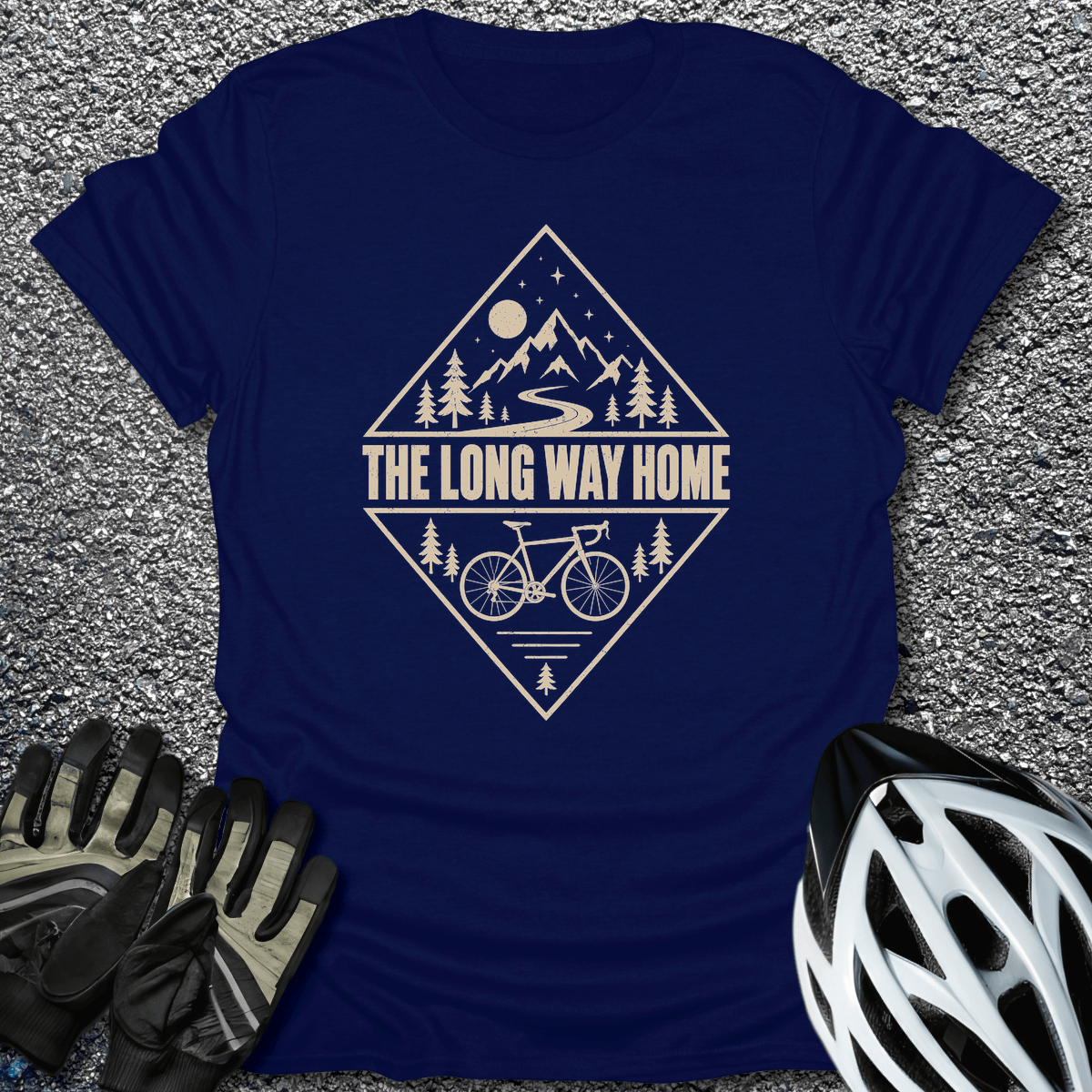 Long Way Home T-Shirt in S / Navy from CycleTees