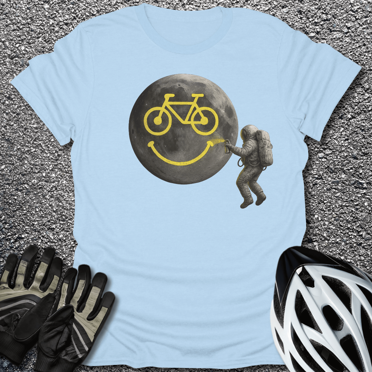 Lunar Smile T-Shirt in Light Blue / S from CycleTees