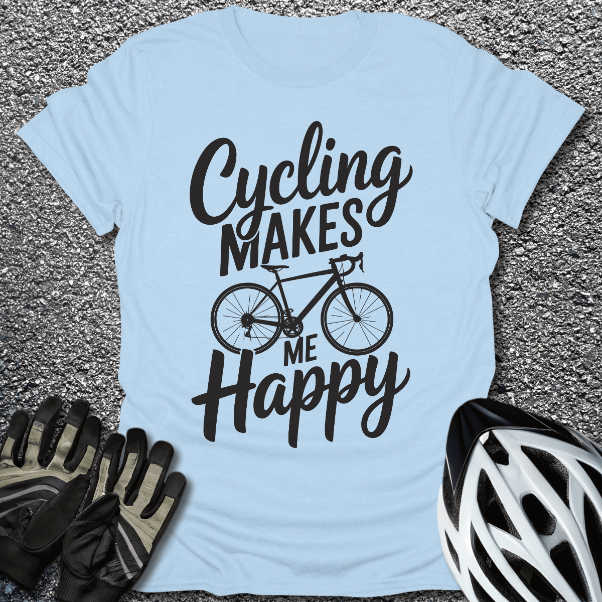 Makes me Happy T-Shirt in Light Blue / S from CycleTees