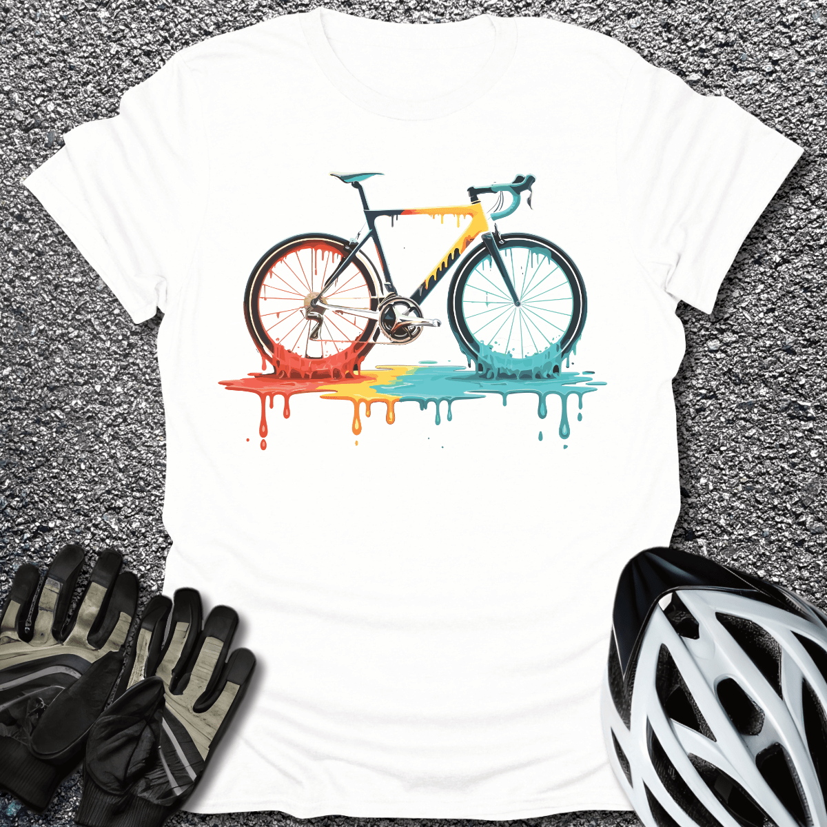 Melting Bike T-Shirt in White / S from CycleTees