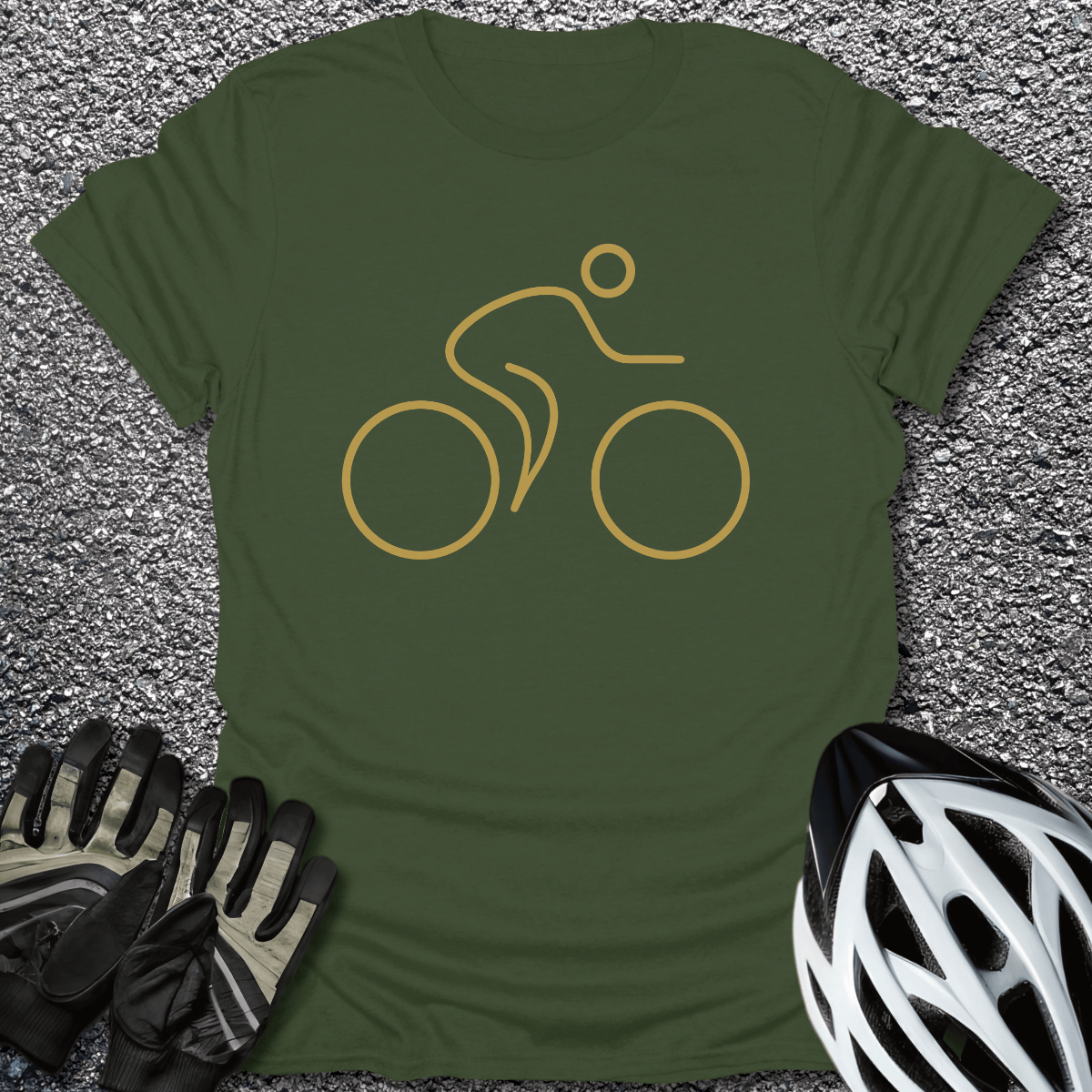 Minimalist Cyclist T-Shirt in Military Green / S from CycleTees