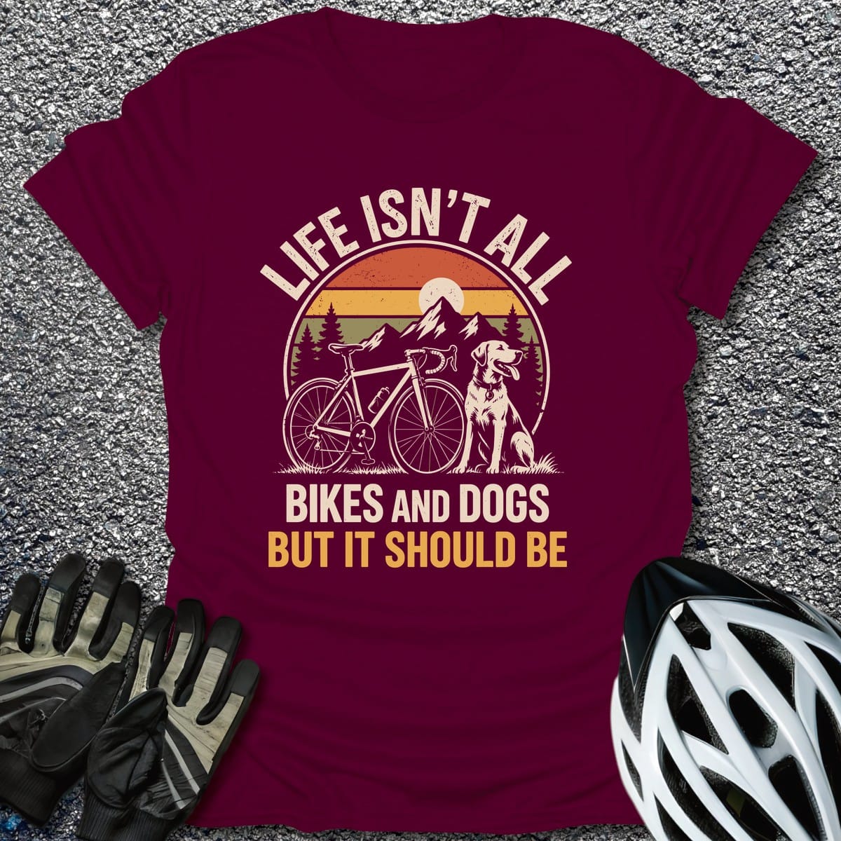 Mountain Miles Paws T-Shirt in Maroon / S from CycleTees