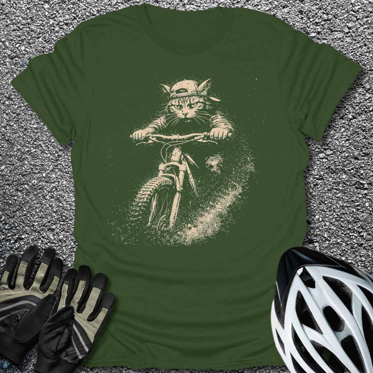 Nine Lives T-Shirt in Military Green / S from CycleTees