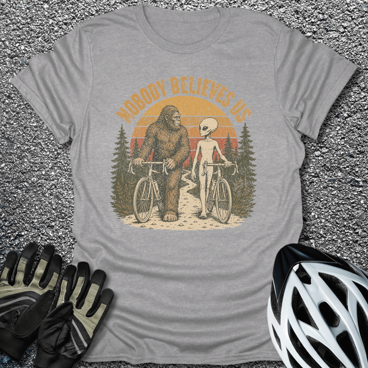 Nobody Believes Us T-Shirt in Sport Grey / S from CycleTees