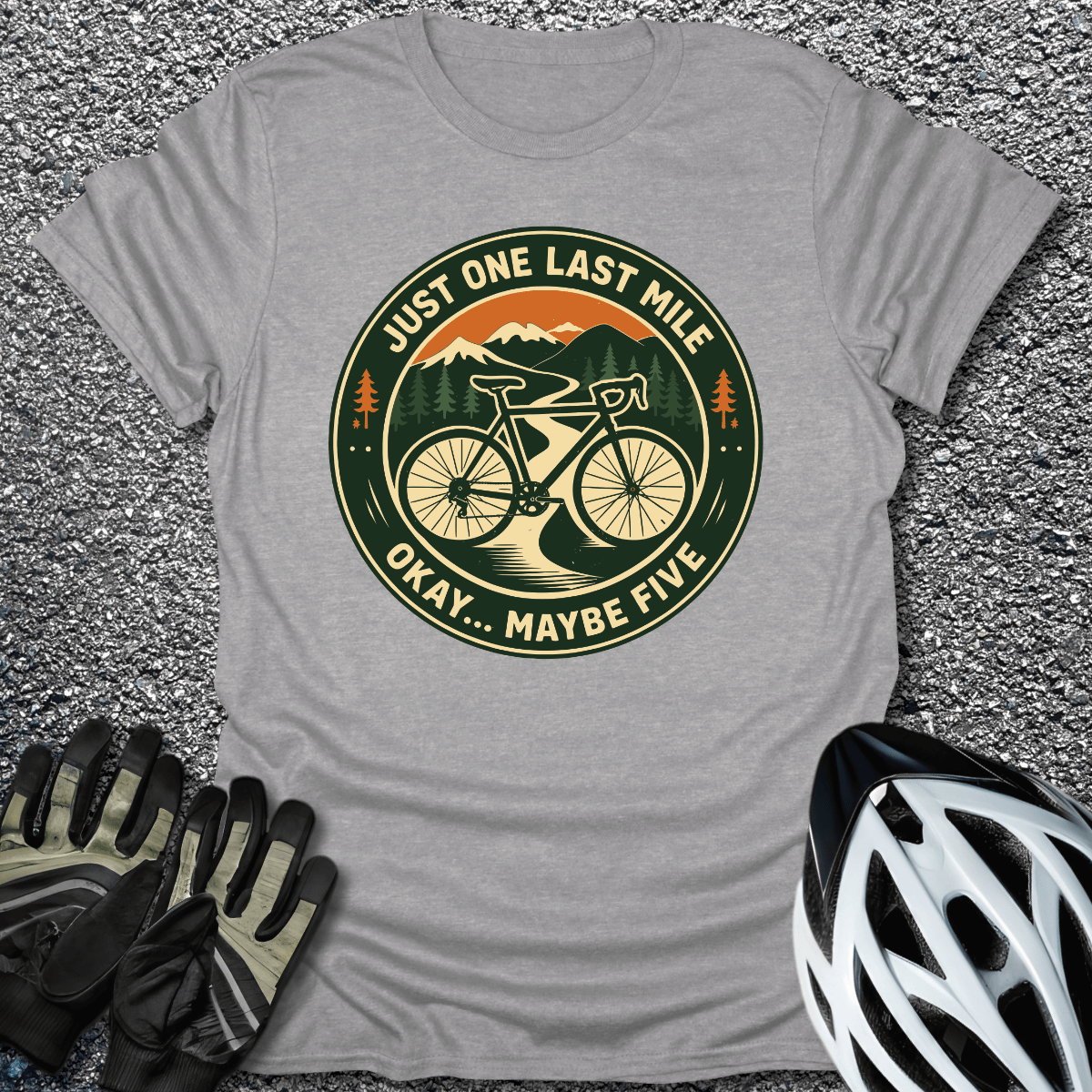 One Last Mile T-Shirt in Sport Grey / S from CycleTees